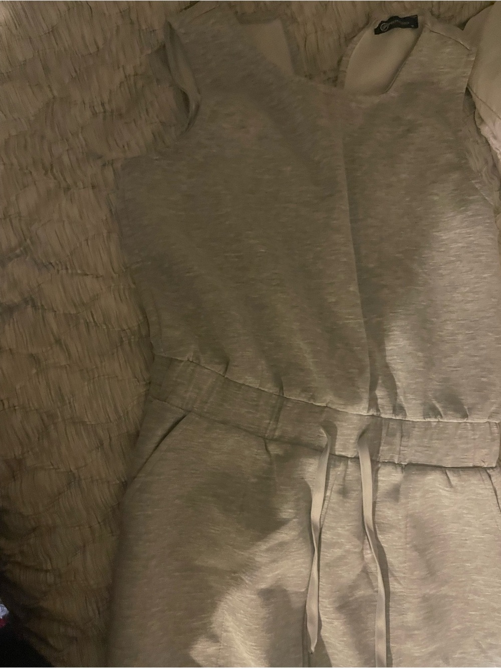 Sleeveless Gray Drawstring Waist Jumpsuit